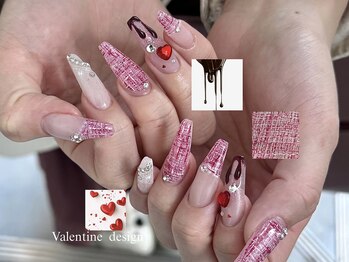 バレンタインネイル