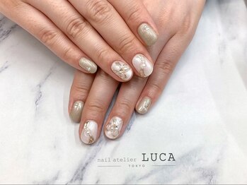 ネイルアトリエルカ(nail atelier LUCA)/W-534 大人可愛いリボンネイル