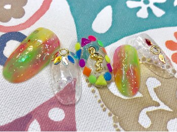 ビービーネイル(BB)/カラフルフラミンゴネイル(^^♪