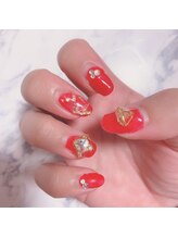 ソラ(sora)/ワンカラーネイルにパーツ追加♪