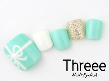 スリーネイルプラスアイラッシュ(Threee Nail+Eyelash)/リボンネイル