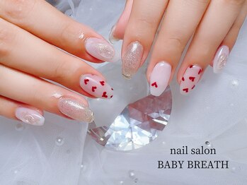 ベイビーブレス(BABY BREATH)/持ち込み☆手描きハートネイル