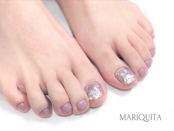 ネイルサロン マリキータ(MARIQUITA)/くすみパープル☆シェル&金箔