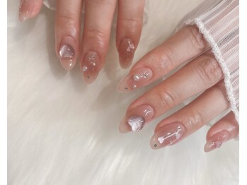 冬ネイル　チーク　ワンホン