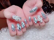 レアネイル 新宿(le'a nail)/水色ドットデザイン