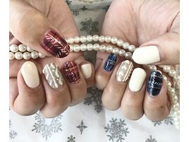 【秋】チェックニットネイル