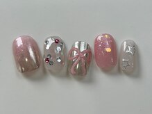 ネイルメゾン 天神店(NAIL MAISON)/春ピンクリボンミラー ¥12500
