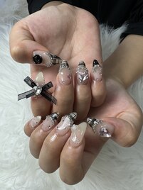 ブラック チェックネイル