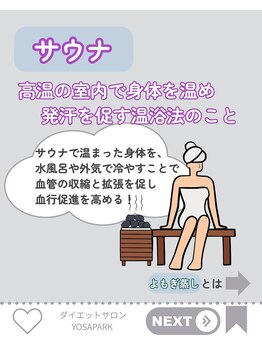 ヨサパーク オリ 境町店(YOSA PARK oli)/サウナとルルオンの違い/温活