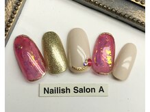 ネイリッシュサロン エー(Nailish Salon A)/オーロラ埋め込みネイル