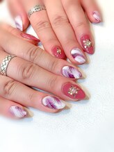 ハーティーネイル hearty nail 溝の口店/ホワイト×パープルネイル