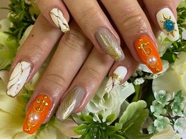 【高】オレンジ×ターコイズ