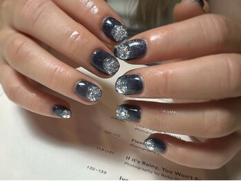デューネイルスタジオ(dew nail studio)/ネイビー シルバーぷっくり