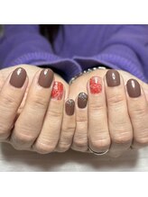 リミズネイルビューティー 名駅店(RimisNailxbeauty)/バラとブラウンでバレンタイン