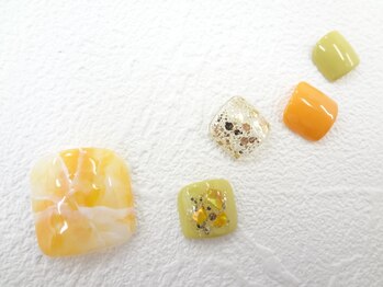 ネイルサロン クイール 小山店(NAIL SALON QUILL)/ワンカラー×大理石アート