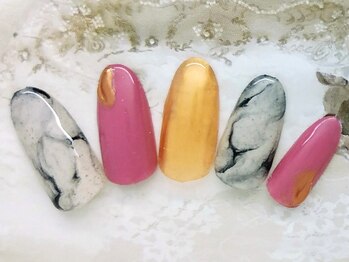 エムネイル(M Nail)/大理石&ミラーネイル