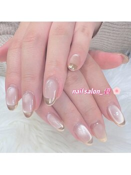 ネイルサロン 優/ちゅるんピカミラーフレンチ