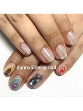 サニーサイドアップ ネイル(Sunny SideUp nail)/Spring pop asymmetry nails