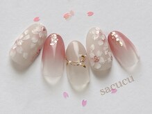 サククネイル(sacucunail)/定額Cコース☆桜ネイル