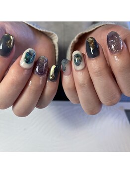 プリュネ(Prune)/ブルー/ホワイト/ゴールド