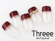 スリーネイルプラスアイラッシュ(Threee Nail+Eyelash)/ストレートフレンチネイル