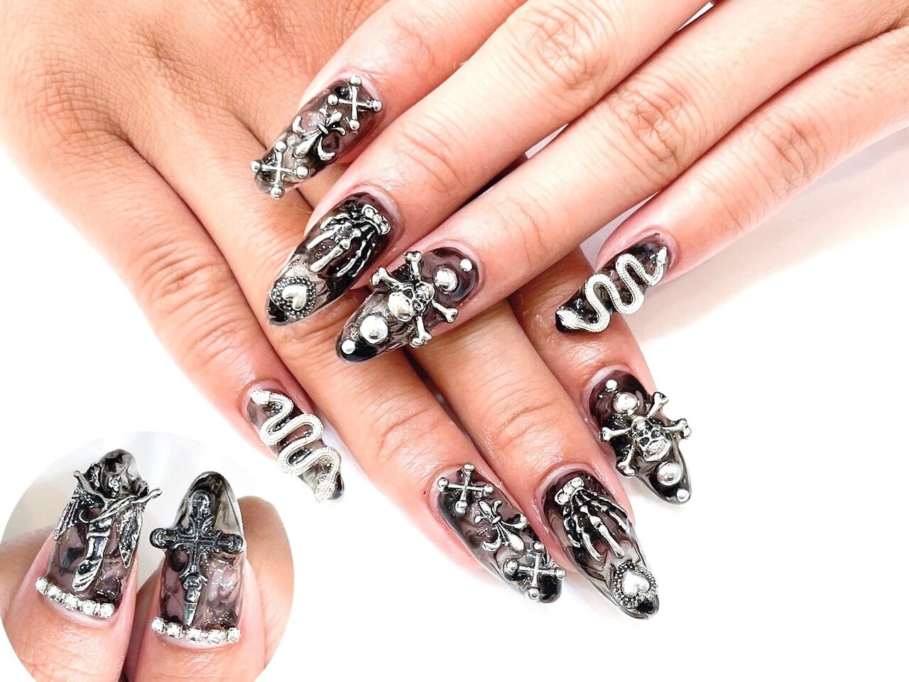 2025年-2026年冬トレンド】ブラック マーブルのネイルデザイン集｜人気