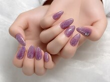 ネイルビジョルノ つくばみどりの店(Nail Begiorno)/フラッシュネイル　紫　ビジュー