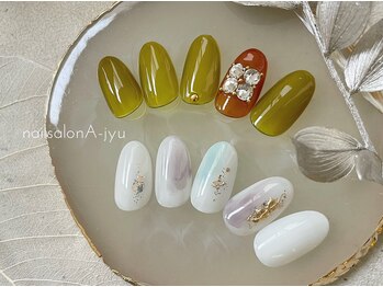 ネイルサロン アージュ(Nail Salon A jyu)/ニュアンスネイル/カーキネイル