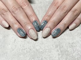 チェック×ニットネイル