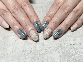 チェック×ニットネイル