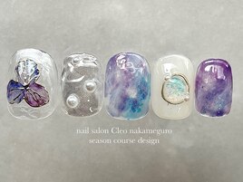 【梅雨色フラワーネイル】