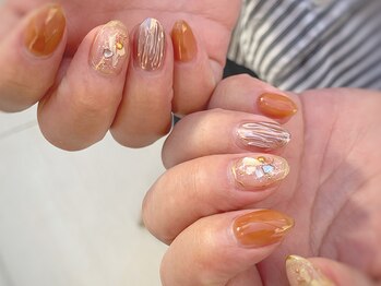 ネイルマジック 仙台一番町店(NAIL MAJIC)/クリアくすみオレンジ☆