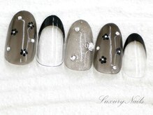 ラグジュアリーネイルズ アカバネ(Luxury Nails Akabane)/オトナ*ブラックフレンチ