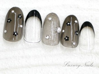 ラグジュアリーネイルズ アカバネ(Luxury Nails Akabane)/オトナ*ブラックフレンチ