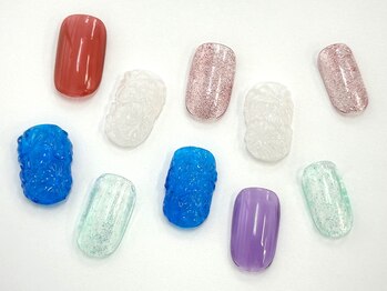 ネイルサロン クイール 小山店(NAIL SALON QUILL)/マグネット×ぷにぷにフラワー