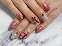 ネイルアトリエルカ(nail atelier LUCA)/W-466 ボルドーチェックネイル