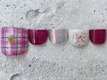 フリークネイル(FREAK Nail)/韓国チェックリボンFOOT ¥12000