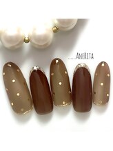 ネイルサロン アンリタ(nail salon AneRita)/透け感ブラウン☆秋ドットネイル