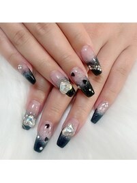黒ラメグラデスカルプ