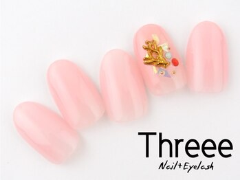スリーネイルプラスアイラッシュ(Threee Nail+Eyelash)/クリアカラー×サマーパーツ