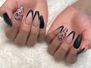 Leopard×Black nail