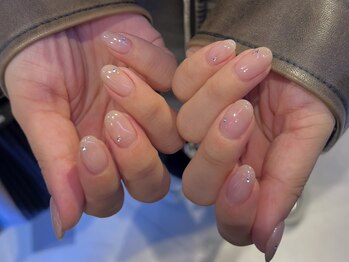 サクノネイル(SAKUNONAIL)/ベージュストーンネイル