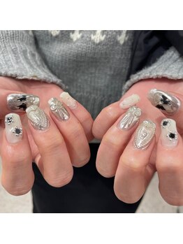 アイスタジオ アンド ダブルネイル 高槻店(EYE STUDIO&W NAIL)/ミラーネイル/フレンチガーリー