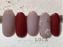 ネイルアトリエルカ(nail atelier LUCA)/W-467 ボルドービジューネイル