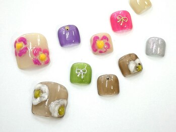 ネイルサロン クイール 小山店(NAIL SALON QUILL)/ワンカラー×フラワーアート