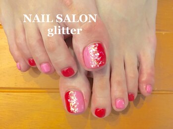 ネイルサロン グリッター(NAIL SALON glitter)/縦グラデーションフットネイル