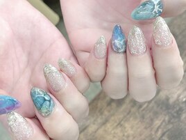 夏ネイル☆海たらし込みデザイン
