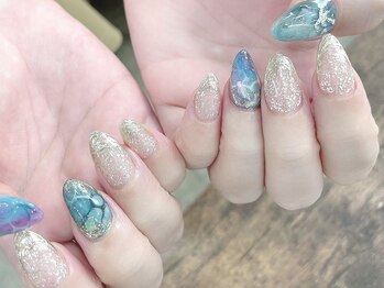 プライズアイリス アイラッシュ 池袋東口店(prize Iris eyelash)/夏ネイル☆海たらし込みデザイン