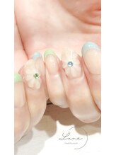 ネイルアンドまつ毛エクステ ルーナ イオン相模原店/ぷっくりフラワーネイル