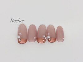コッパーピンクのミラーネイル